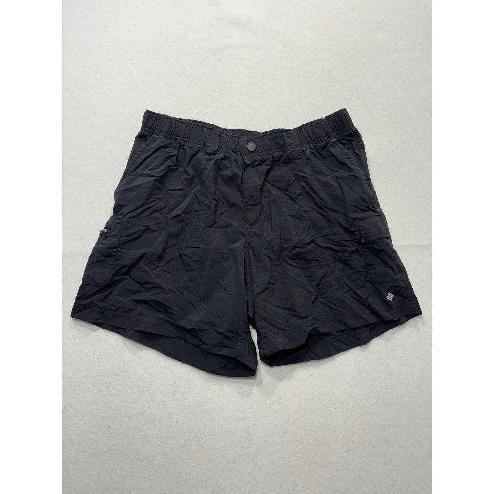 Columbia Swim Trunks Mens Small Black Elastic Waist Lined Pockets Lightweight